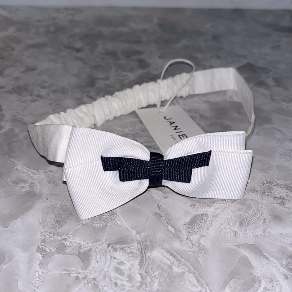 NWT janie and Jack elastic white bow headband